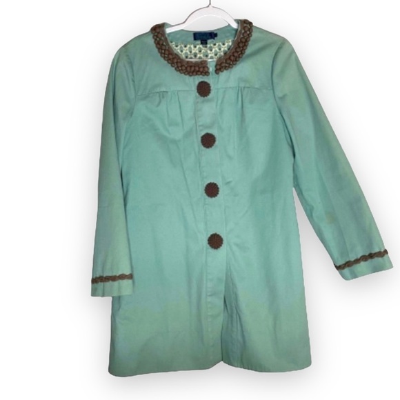 Boden Bauble Embellished Mid Length Spring Jacket Size 8 Teal FLAWED Lightweight - Picture 1 of 8